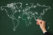 Global business on a chalkboard