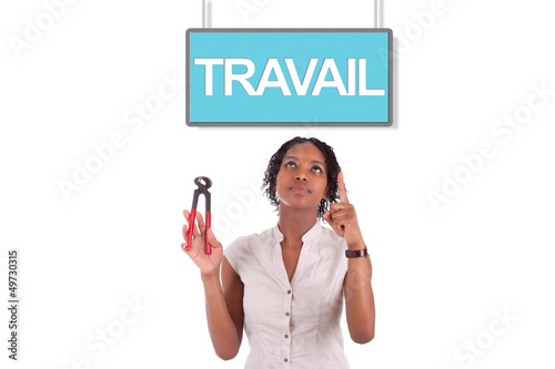 Photo: Young african american woman looking for a job Young african american woman looking for a job
