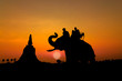 Photo: silhouette of elephants in Ayutthaya thailand. silhouette of elephants in Ayutthaya thailand.