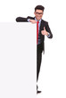 business man holding blank board