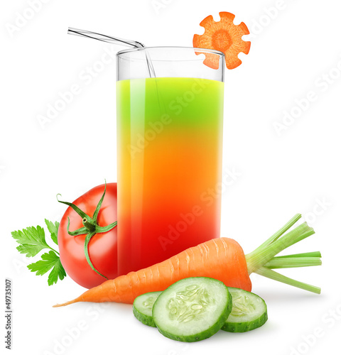 Photo: Vegetable juice isolated on white Vegetable juice isolated on white