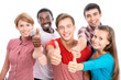Student shows thumb up