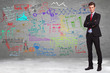 business standing in front of a wall full of calculations