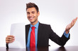 welcoming man at his desk