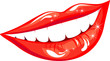 Beautiful smiling mouth with healthy teeth isolated on white
