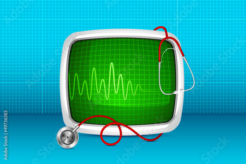 Vector: vector illustration of stethoscope with ECG monitor vector illustration of stethoscope with ECG monitor