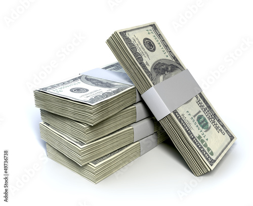 Photo: Dollar Bill Bundles Pile Dollar Bill Bundles Pile