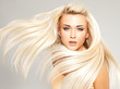 Blond woman with long straight hair