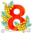 Vektor: 8 March greeting card with mimosa 8 March greeting card with mimosa