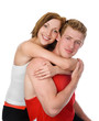 Photo: Loving couple embracing. isolated on white Loving couple embracing. isolated on white