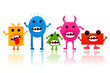 vector illustration of collection of cartoon alien and monster