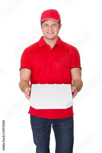Photo: Portrait of pizza delivery guy Portrait of pizza delivery guy