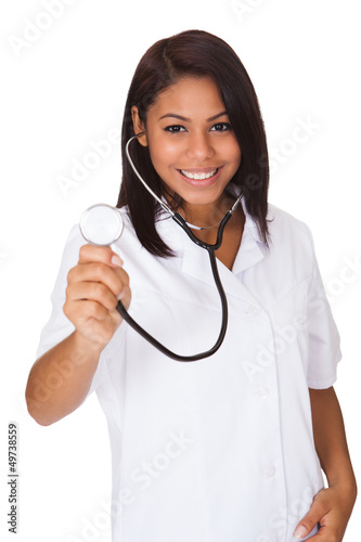 Photo: Female Doctor Holding A Stethoscope Female Doctor Holding A Stethoscope