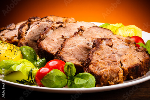 Photo: Roasted meat and vegetables Roasted meat and vegetables