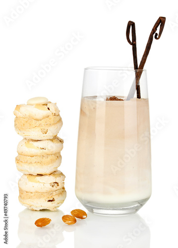 Photo: Glass of chocolate-cream cocktail isolated on white Glass of chocolate-cream cocktail isolated on white