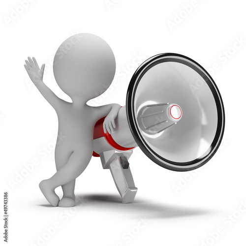 Illustration: 3d small people - big megaphone 3d small people - big megaphone