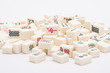 Mahjong board game pieces