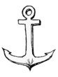 hand drawn, vector, sketch illustration of anchor