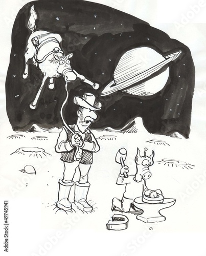 Illustration: Lead boots hammered by alien on Mars Lead boots hammered by alien on Mars