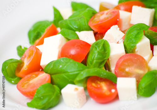 Photo: salad with tomato, cheese and basil salad with tomato, cheese and basil