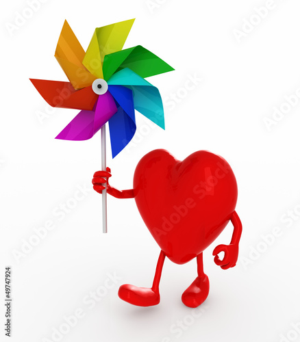 Illustration: heart with windmill rainbow colored heart with windmill rainbow colored