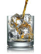 Pouring Scotch Whisky in Glass with perfect ice