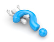 3d person with heavy blue question mark