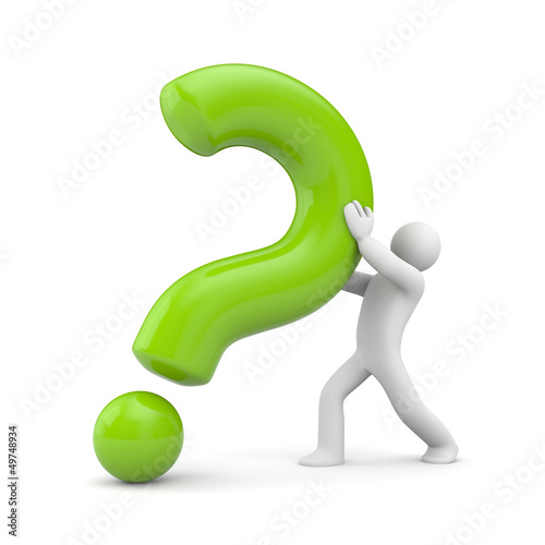 Illustration: 3d person with green question mark 3d person with green question mark