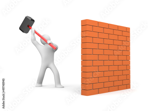 Illustration: Man smashes wall Man smashes wall