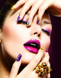 Fashion Beauty. Manicure and Make-up. Nail Art