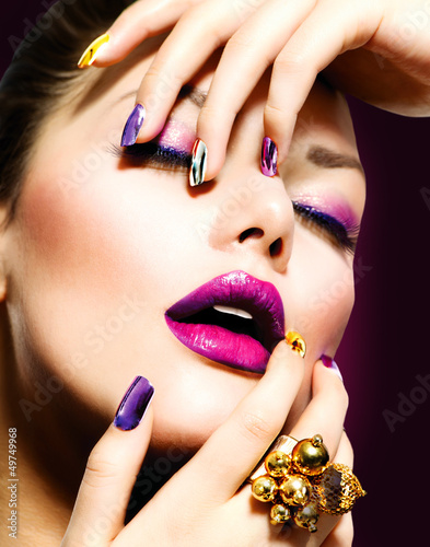 Photo: Fashion Beauty. Manicure and Make-up. Nail Art Fashion Beauty. Manicure and Make-up. Nail Art