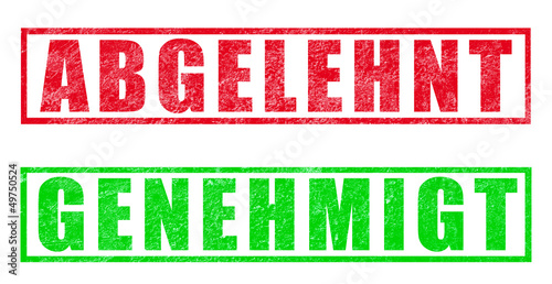 Illustration: Stempel "Abgelehnt" "Genehmigt" Stempel "Abgelehnt" "Genehmigt"