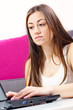 student girl using laptop