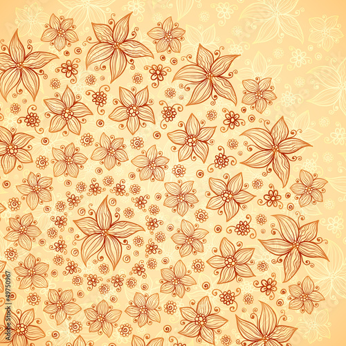 Vector: Ornate vector doodle chocolate and vanilla flowers background Ornate vector doodle chocolate and vanilla flowers background