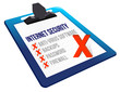Checklist for internet security on a clipboard