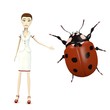 3d render of cartoon character with ladybug