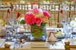 Wedding table decoration and floral centerpiece