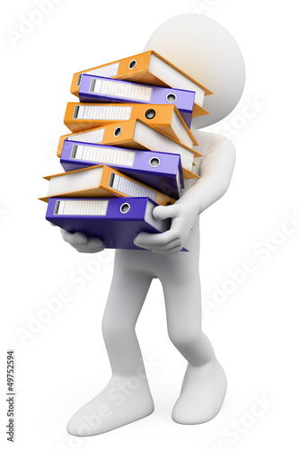 Illustration: 3D white people. Overwhelmed at work 3D white people. Overwhelmed at work