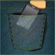 Vector: jeans pocket with mobile jeans pocket with mobile