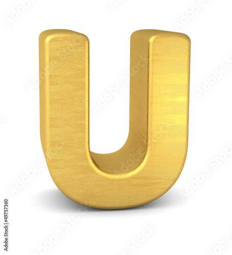 Illustration: buchstabe letter U gold vertikal buchstabe letter U gold vertikal