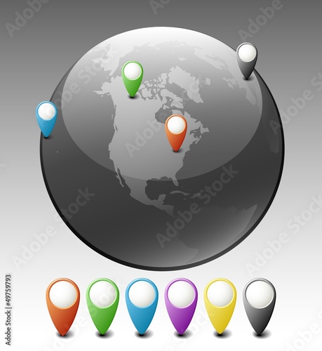 Vector: Globe with Pointers Globe with Pointers