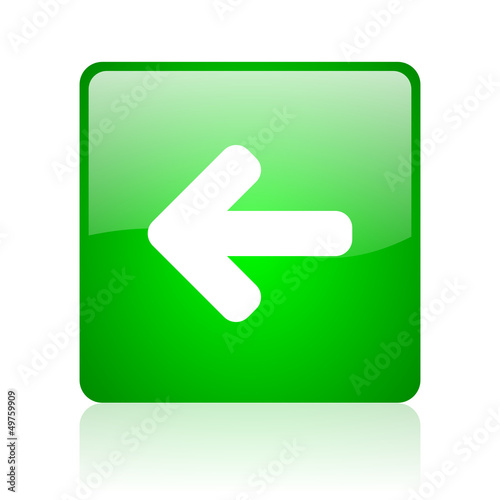 Illustration: arrow left green square web icon on white background arrow left green square web icon on white background
