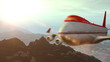 animated intro with airplane flying over mountains landscape