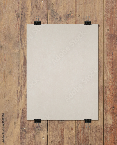 Photo: poster and wooden background poster and wooden background