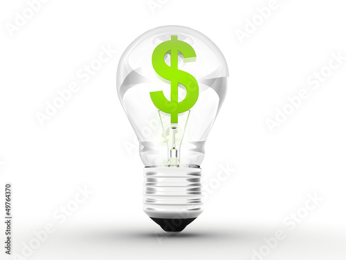 Illustration: Dollar sign in lightbulb Dollar sign in lightbulb