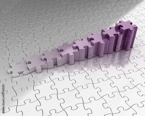 Illustration: Colored graph from puzzle on white background. 3d Colored graph from puzzle on white background. 3d