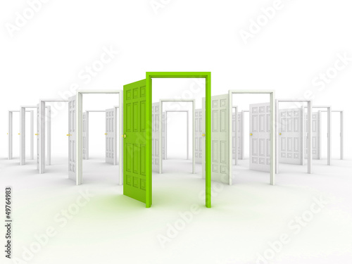 Illustration: Many doors. 3d Many doors. 3d