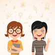 Cute twins, nerd and rocker