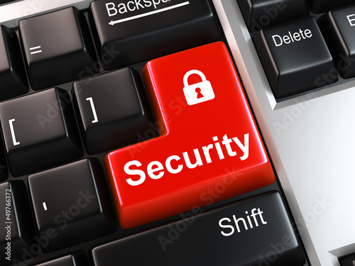 Illustration: security key on the keyboard of laptop computer security key on the keyboard of laptop computer