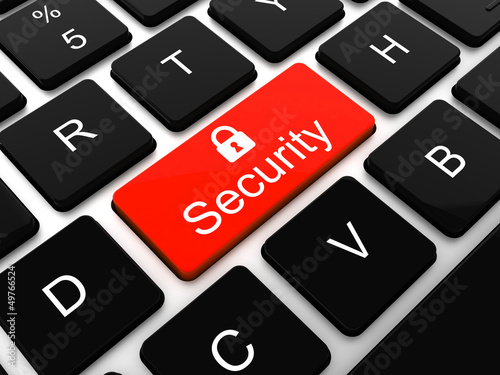 Illustration: security key on the keyboard of laptop computer security key on the keyboard of laptop computer
